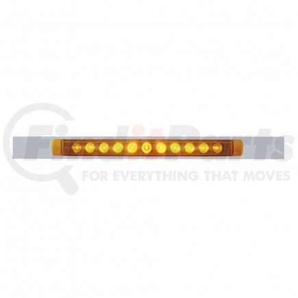 United Pacific 10395 Chrome Top Mud Flap Plate w/ 11 LED 17" Light Bar - Amber LED/Amber Lens