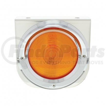 United Pacific 20389 Stainless Light Bracket with 4" Light and Visor - Amber Lens