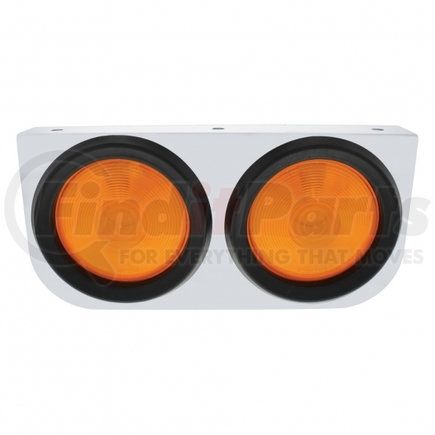 United Pacific 20426 Stainless Light Bracket w/ Two 4" Lights & Grommets - Amber Lens