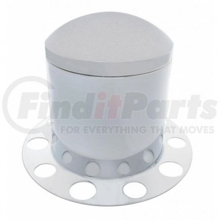 United Pacific 21212 Stainless Dome Rear Axle Cover 3-Pc Kit with 1 1/2" Nut Cover - Steel Wheel