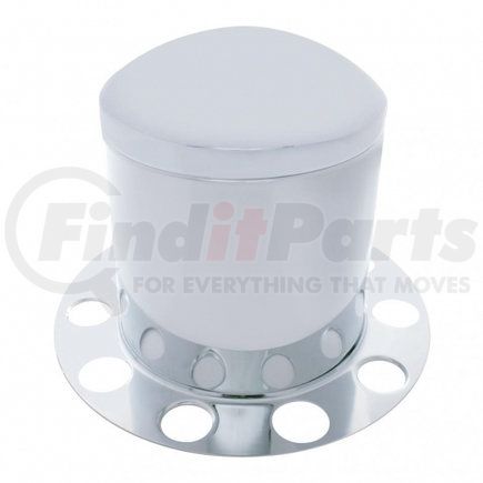 United Pacific 21213 Stainless Dome Rear Axle Cover 3-Pc Kit with 1 1/2" Nut Cover - Aluminum Wheel