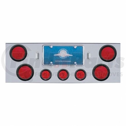 United Pacific 21435 Chrome Rear Center Panel w/ Four 4" Lights & Three 2.5" Lights & Grommets