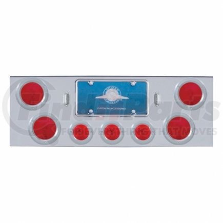 United Pacific 21614 Chrome Rear Center Panel w/ Four 4" Lights & Three 2.5" Lights & Bezels