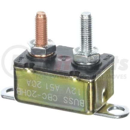 Bussmann Fuses CBC20HB 20 Amp Type I Two 10-32 Threaded Studs Circuit Breaker With Lengthwise Bracket 12Vdc Bulk Packaged