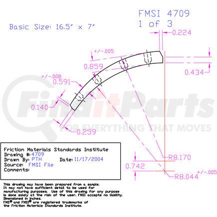 Abex FT4709D HD Strip Lining Set