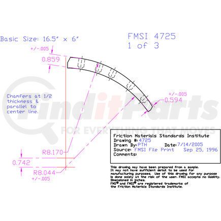 Abex EX4725D-S43 Brake Lining Set