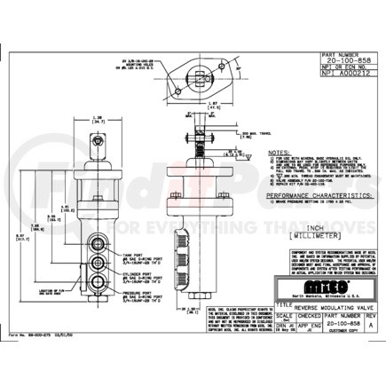 MICO 20-100-858 VALVE,BRAKE (Please allow 7 days for handling. If you wish to expedite, please call us.)