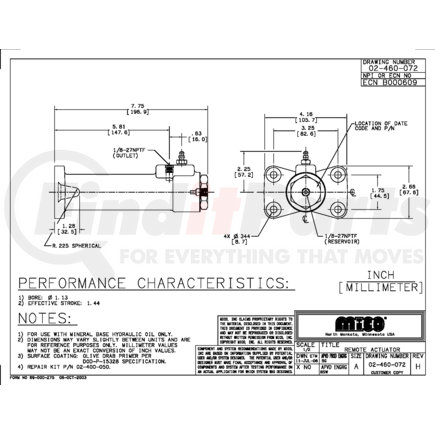 MICO 02-460-072 REMOTE ACTUATOR (Please allow 7 days for handling. If you wish to expedite, please call us.)