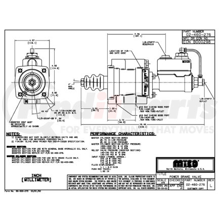 MICO 02-460-276 2-FLUID POWER BRAKE VALVE (Please allow 7 days for handling. If you wish to expedite, please call us.)