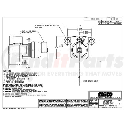 MICO 03-515-014 SPRING BRAKE (Please allow 7 days for handling. If you wish to expedite, please call us.)