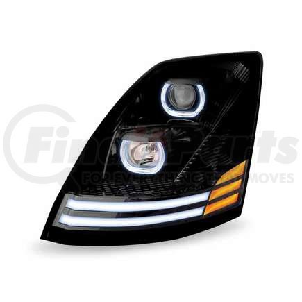 TRUX TLED-H54 Volvo VNL Halogen Headlight Assembly with LED with 2 LED Strips (Driver Side) - No Programming Needed