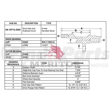 Meritor 04 15712 002 AY-HUB/REAR