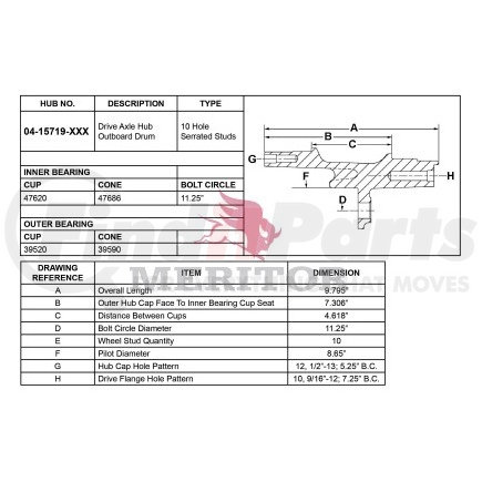 Meritor 04 15719 002 AY-REAR HUB