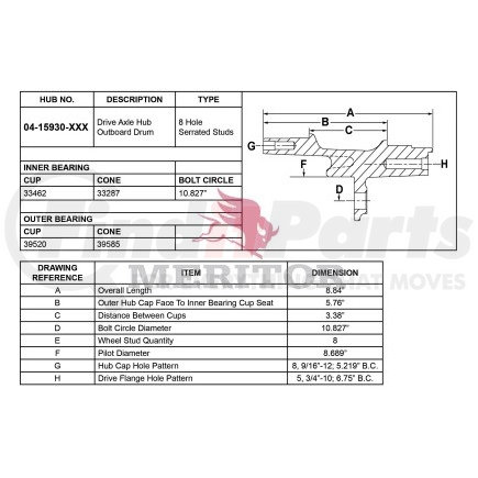 Meritor 04 15930 002 AY-REAR HUB