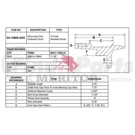 Meritor 04 15985 002 AY-HUB/REAR