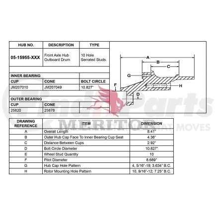 Meritor 05 15955 1000 HUB ASSEMBLY