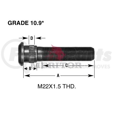 Meritor 09002002 BOLT-SERR M22 x