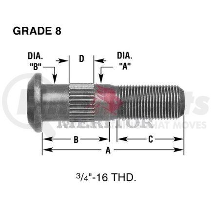Meritor 09002086 BOLT-SERR 3/4-1