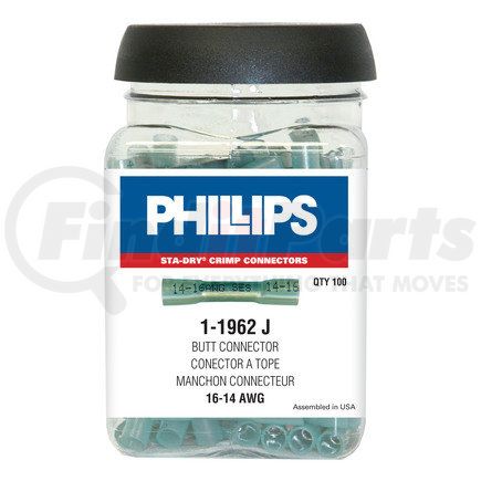 Phillips Industries 1-1962J STA-DRY® CRIMP & SEAL™ Butt Connector Shake Jar - Bue (100 Pcs. Per Shake Jar)