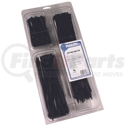 Phillips Industries 8-61020 Cable Ties - Multi-Pack, Black, Re-sealable Clamshell