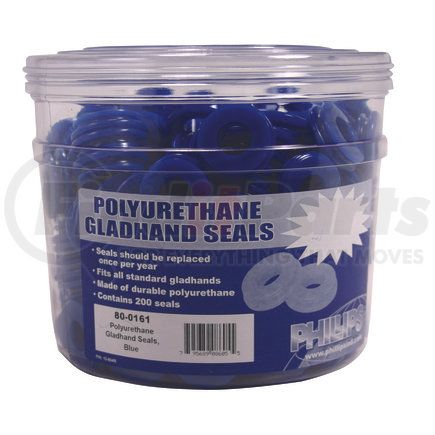 Phillips Industries 80-0161 Display - Gladhands Seals, Blue Polyurethane, 200 Count In Clear Container