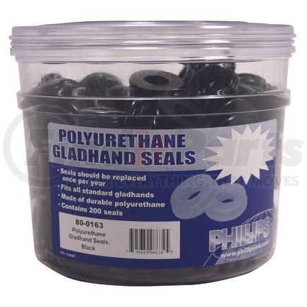 Phillips Industries 80-0163 Display - Gladhands Seals, Black Polyurethane, 200 Count In Clear Container