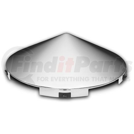 Roadmaster 208-2 <LI>Pointed chrome front hub cap with 6 multi-notch cutout & 3/8" lip. Fits 4, 5 and 6 notch hubs, for steel wheels<LI>8-23/32"