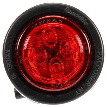 Truck-Lite 10076R 10 Series Low Profile LED Clearance Marker Light - 8 Diode, 12V, Black PVC Grommet Mount, Fit N' Forget M/C, Female PL-10, Red Round