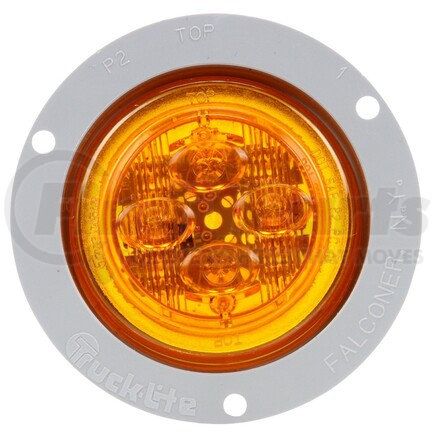 Truck-Lite 10091Y 10 Series Low Profile LED Clearance Marker Light - 8 Diode, 12V, Gray Polycarbonate Flange Mount, Fit N' Forget M/C, Female PL-10, Kit, Yellow Round