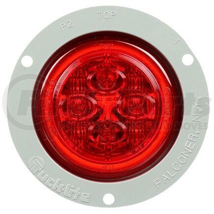 Truck-Lite 10089R 10 Series, Low Profile, LED, Red Round, 8 Diode, Marker Clearance Light, PC, Gray Polycarbonate Flange Mount, PL-10, .180 Bullet Terminal/Ring Terminal, 12V, Kit