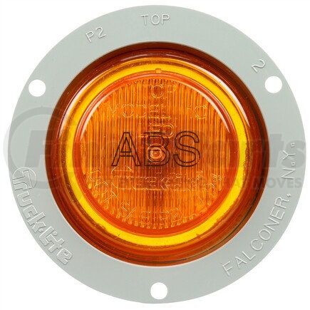 Truck-Lite 10271Y 10 Series LED Clearance / Marker Light - ABS, Yellow Round, 2 Diode, P2, Gray Polycarbonate Flange Mount, Fit 'N Forget M/C, 12V