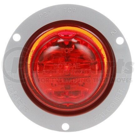 Truck-Lite 10279R 10 Series LED Clearance / Marker Light - High Profile, Red Round, 8 Diode, PC, Gray Polycarbonate Flange Mount, PL-10, 12V