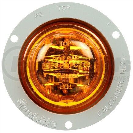 Truck-Lite 10279Y 10 Series LED Clearance / Marker Light - High Profile, Yellow Round, 8 Diode, PC, Gray Polycarbonate Flange Mount, PL-10, 12V