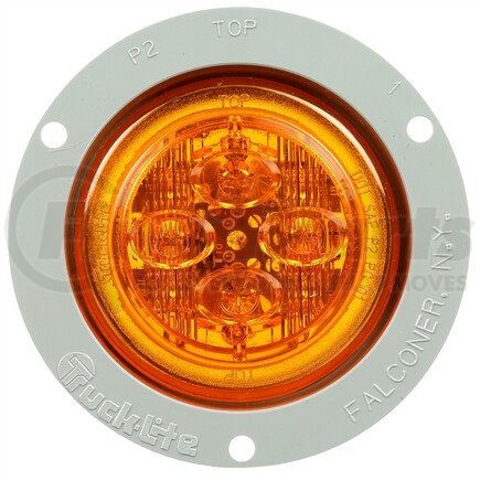 Truck-Lite 10389Y 10 Series Low Profile LED Clearance Marker Light - 8 Diode, 12V, Gray Polycarbonate Flange Mount, Fit N' Forget M/C, Yellow Round