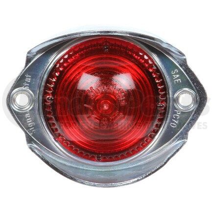 Truck-Lite 1116 Signal-Stat Clearance / Marker Light - Incandescent, Red Round, 1 Bulb, PC, Silver Steel Flange Mount, Socket Assembly, Stripped End, 12V