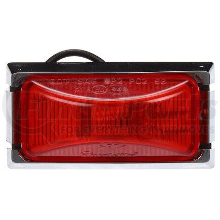 Truck-Lite 15506R 15 Series, Adapter Mount, Incandescent, Red Rectangular, 1 Bulb, Marker Clearance Light, PC2, Chrome ABS Bracket Mount, .156 Bullet Hot Wire, Stripped End, 12V, Kit