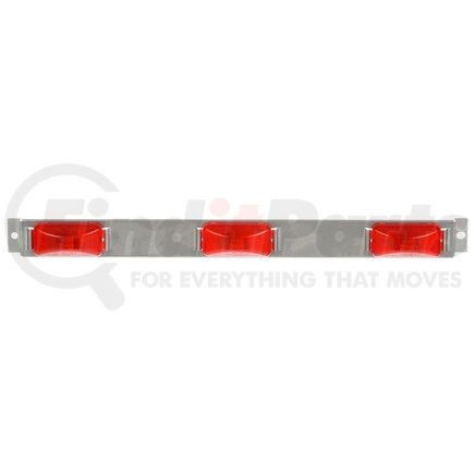 Truck-Lite 15741R 15 Series, Incandescent, Identification Bar, Rectangular, Red, 3 Lights, 6" Centers, Silver, 12V, Kit