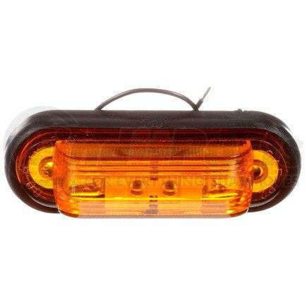 Truck-Lite 26310Y 26 Series, Incandescent, Yellow Oval, 2 Bulb, Marker Clearance Light, P2, Black Rubber 2 Screw, Hardwired, Stripped End, 12V