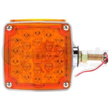 Truck-Lite 2753 LED Pedestal Light - Signal-Stat, Red/Yellow Square, 24 Diode, LH, Dual Face, Vertical Mount, Side Marker, 2 Wire, 1 Stud, Chrome, Stripped End/Ring Terminal