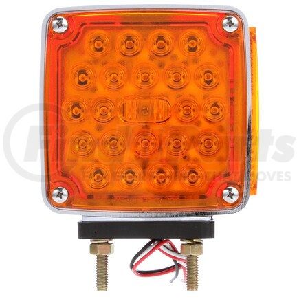 Truck-Lite 2759 LED Pedestal Light - Signal-Stat, Red/Yellow Square, 24 Diode, LH, Dual Face, Vertical Mount, Side Marker, 3 Wire, 2 Stud, Chrome, Stripped End/Ring Terminal