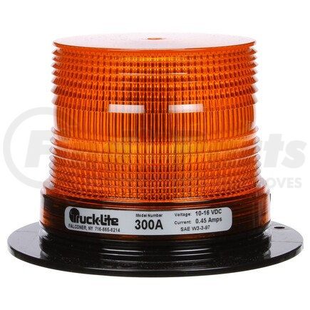 Truck-Lite 300A Signal-Stat, LED, Low Profile Beacon Light, Yellow, Permanent Mount, Class III, Hardwired, Stripped End, 12V