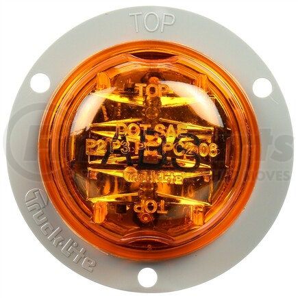 Truck-Lite 30269Y 30 Series ABS LED Clearance Marker Light - 8 Diode, 12V, Gray Polycarbonate Flange Mount, PL-10, PC2, Yellow Round