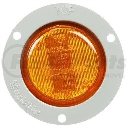 Truck-Lite 30272Y 30 Series Low Profile LED Clearance / Marker Light - Yellow Round, 2 Diode, P3, Gray Polycarbonate Flush Mount, Fit 'N Forget M/C, 12V