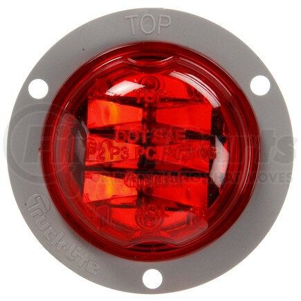 Truck-Lite 30379R 30 Series High Profile LED Clearance Marker Light - 8 Diode, 12V, Gray Polycarbonate Flange Mount, Fit 'N Forget M/C, Red Round