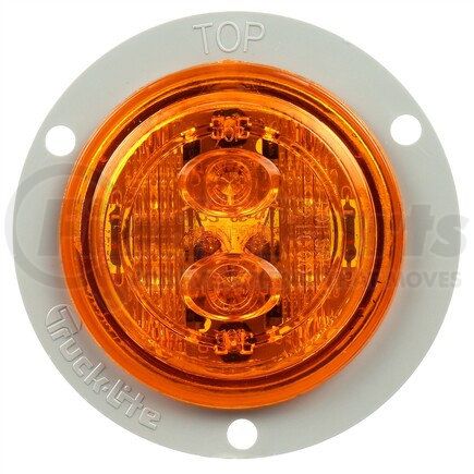 Truck-Lite 30289Y 30 Series Low Profile LED Clearance / Marker Light - Yellow Round, 6 Diode, PC, Gray Polycarbonate Flange Mount, PL-10, 12V