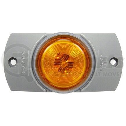 Truck-Lite 30504Y 30 Series, Incandescent, Yellow Round, 1 Bulb, Marker Clearance Light, PC, Gray PVC Bracket Mount, PL-10, Ring Terminal/Stripped End, 12V, Kit