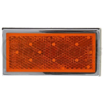 Truck-Lite 32A Signal - Stat, Rectangle, Yellow, Reflector, Chrome Acrylic Adhesive Mount