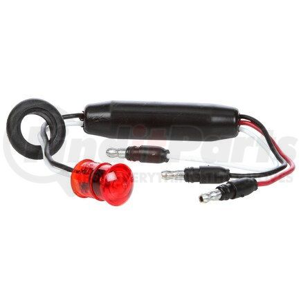 Truck-Lite 33203R 33 Series Dual Function LED Marker Clearance Light - Red Round, 1 Diodes, P2, Black Rubber Grommet, Hardwired, .180 Bullet Terminal, 12V, Kit