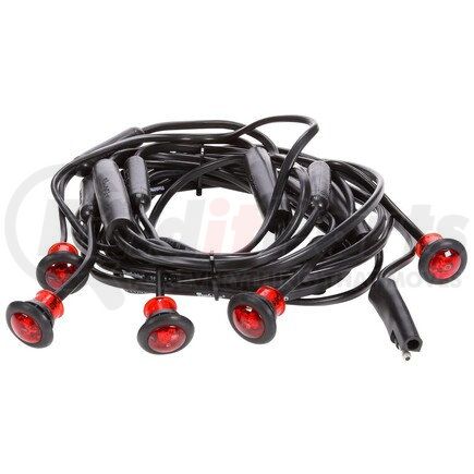 Truck-Lite 33751R 33 Series, LED, ID Light Assembly, Round, Red, 5 Lights, Black, 12V, Kit