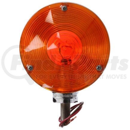 Truck-Lite 3812 Signal-Stat Incandescent Pedestal Light - Red/Yellow Round, 1 Bulb, Dual Face, 2 Wire, 1 Stud, Chrome, Stripped End